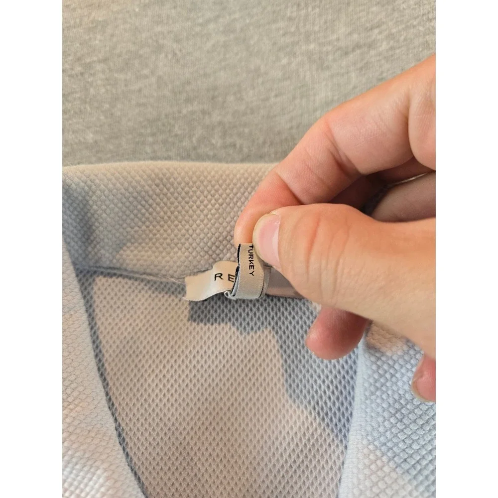 Reiss Billy Zip Polo Mens Size M Light Blue Textured Waffle Knit Short Sleeve - Picture 10 of 13